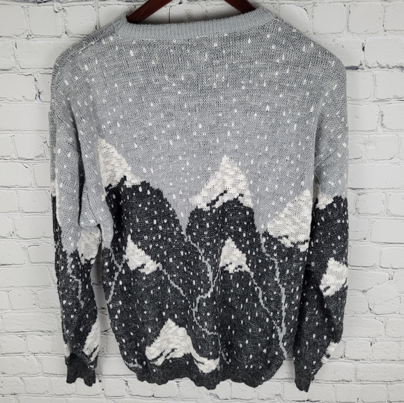 JS FASHION | vintage knit mountain scene crewneck sweater - Picture 4 of 8